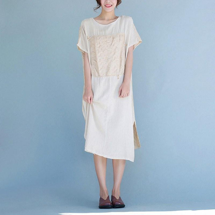 Women cotton linen loose dress - Omychic