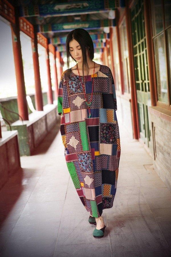 Women Cotton Linen Summer Dress 3/4 Sleeve ( Limited Stock) - Omychic