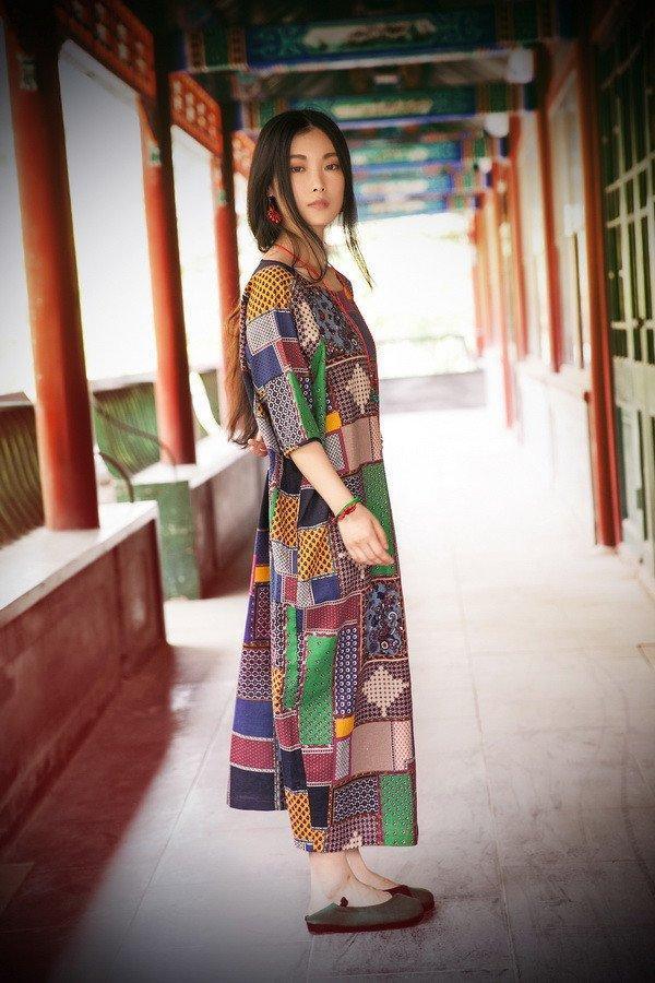 Women Cotton Linen Summer Dress 3/4 Sleeve ( Limited Stock) - Omychic