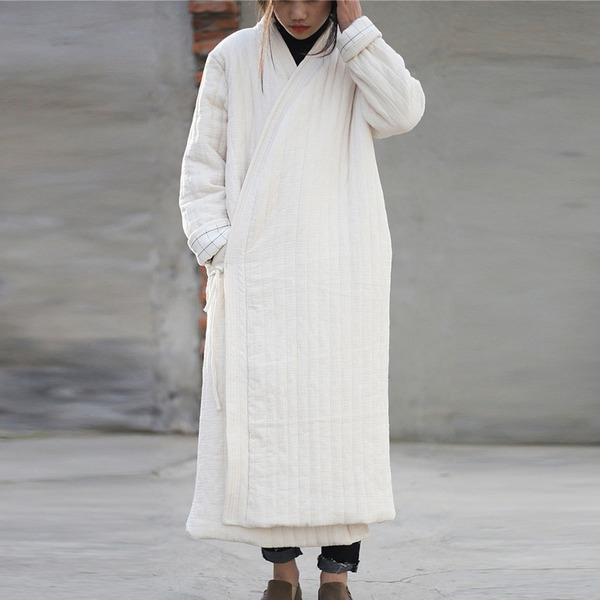 Women Cotton Linen Parkas Coats 2020 Winter New Vintage  Large Size Plus Cotton Long Coats - Omychic