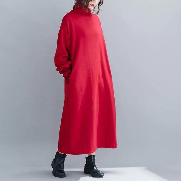 long sleeve plus size cotton vintage for women casual loose autumn winter sweatshirt dress - Omychic