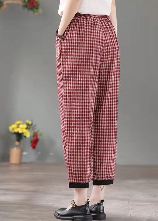 2021 Plaid Thick Elastic Waist Pants