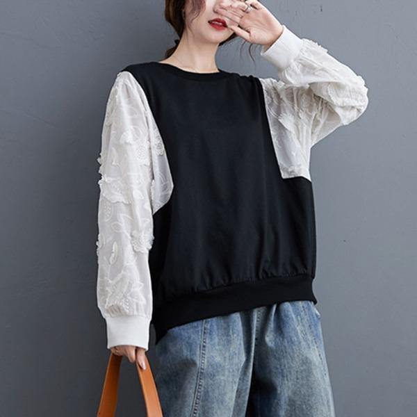 Women Casual Sweatshirt New Arrival 2020 Autumn Korean Simple Style O-neck Patchwork  Tops Pullovers - Omychic