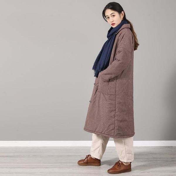 Winter Vintage Plaid Double Breasted Cotton Linen Thick Coats - Omychic