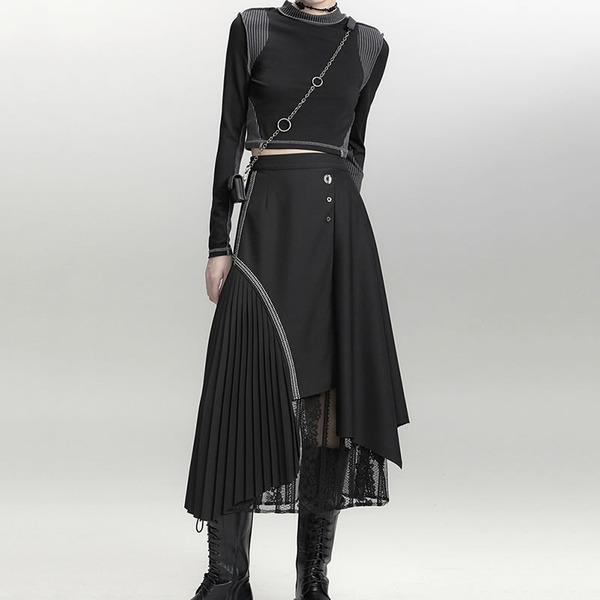 Patchwork Button Draped Irregular Skirt Women 2020 Winter Casual Fashion New Style Temperament All Match Skirt - Omychic