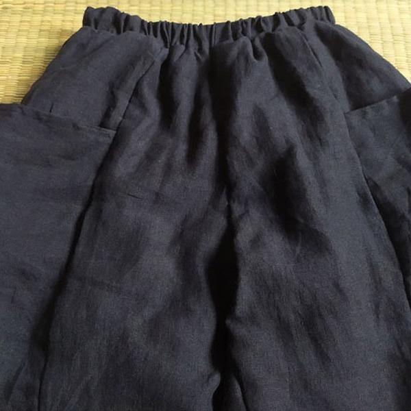 Women Thick Wide Leg Pants Elastic Waist Linen Vintage Female Pants - Omychic