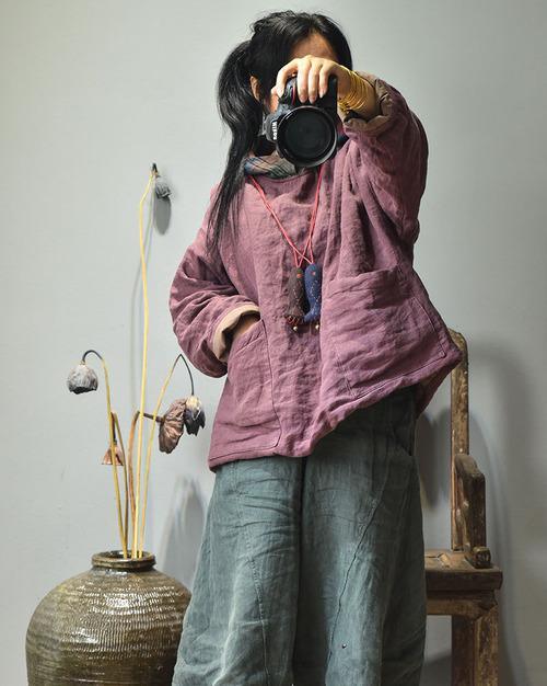 Women Linen Patchwork Hooded Coat Parkas Ladies Vintage Flax Tops Female 2020 Outerwear 2020 Autumn Winter - Omychic