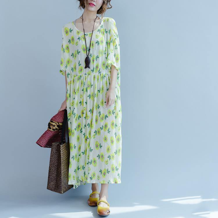 early summer floral dresses oversize pleated maxi dresses casual baggy caftans sundresses 2017 collection - Omychic
