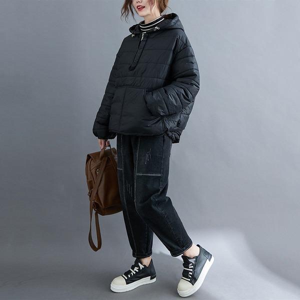 plus size oversized Cotton hooded casual loose autumn winter woman jacket 2020 Coat clothes women outerwear - Omychic