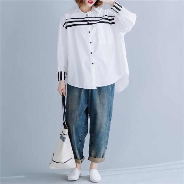 omychic cotton autumn vintage korean style plus size Casual loose shirt women blouse 2020 clothes ladies tops streetwear - Omychic