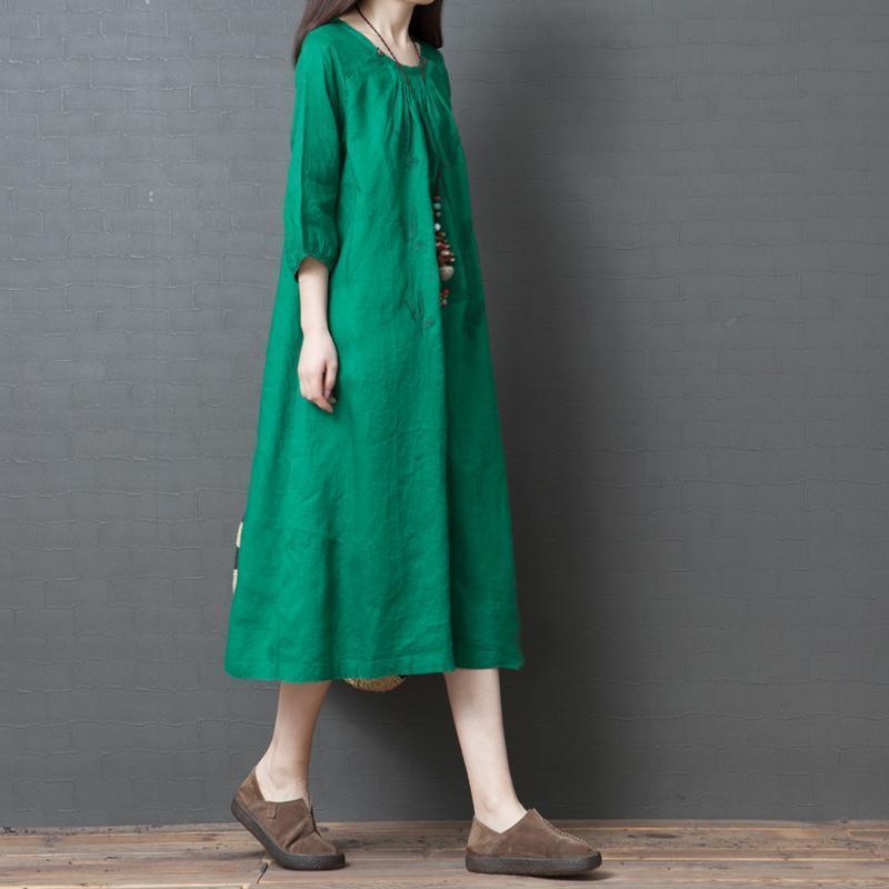 Casual Womens Vintage Linen Half Sleeve Dress - Omychic