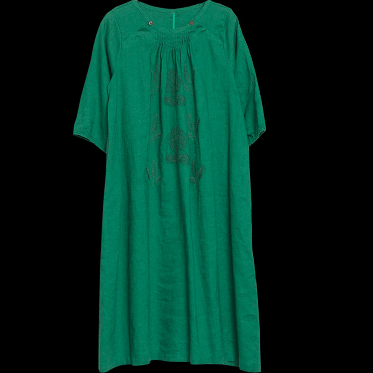 Casual Womens Vintage Linen Half Sleeve Dress - Omychic