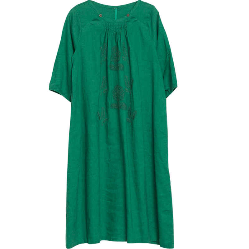 Casual Womens Vintage Linen Half Sleeve Dress - Omychic