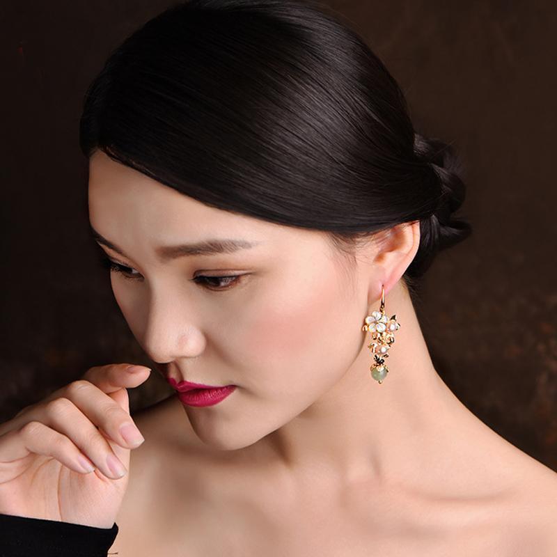 Ethnic Gold Plated Long Ear-drop Earrings