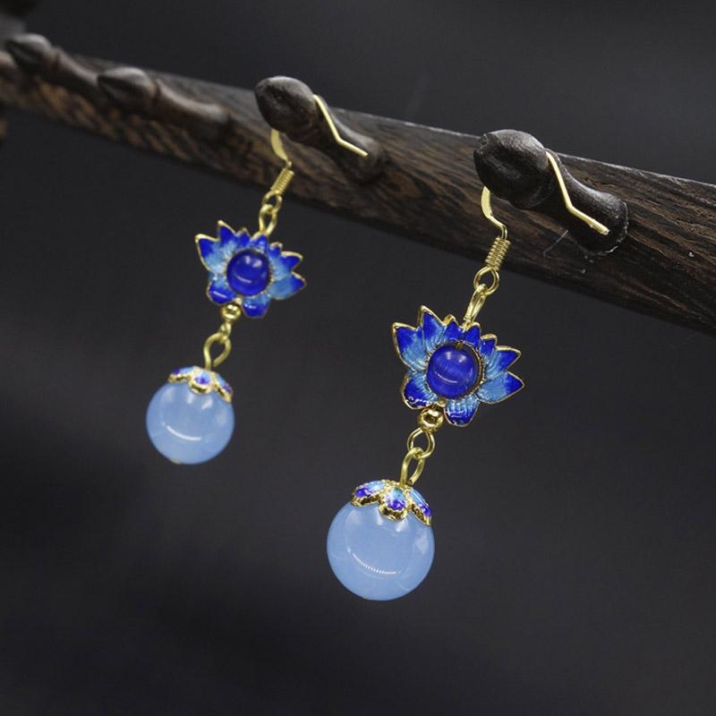 Ethnic Style Jewelry Chalcedony Earrings