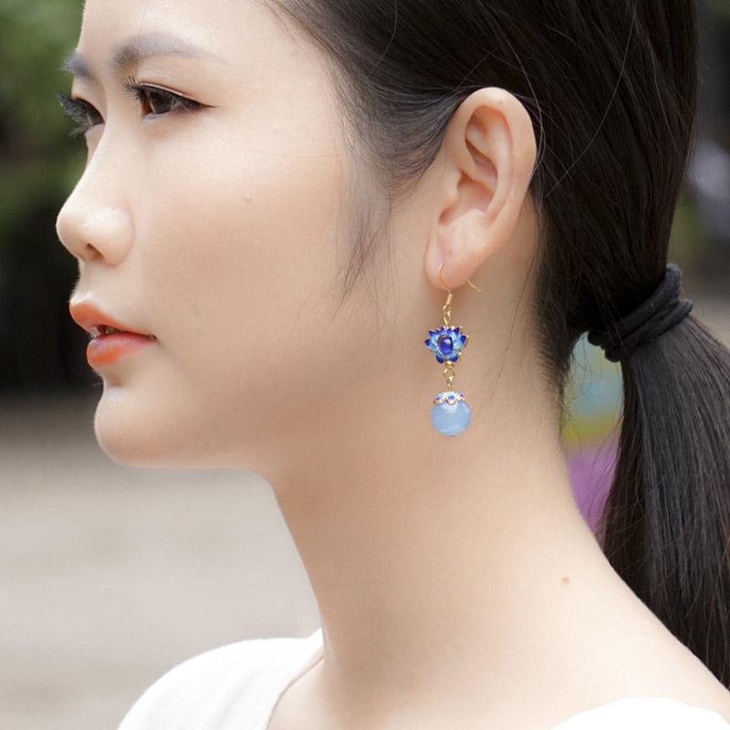 Ethnic Style Jewelry Chalcedony Earrings