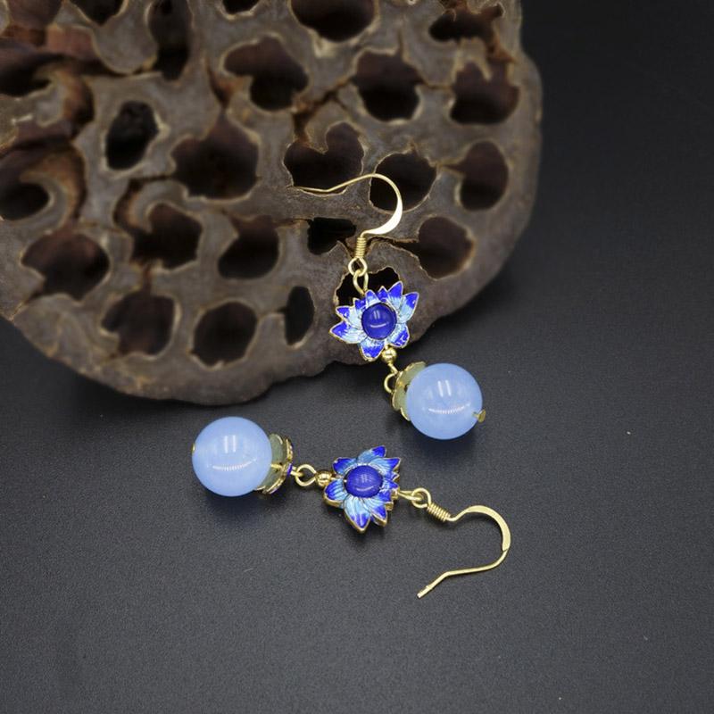 Ethnic Style Jewelry Chalcedony Earrings