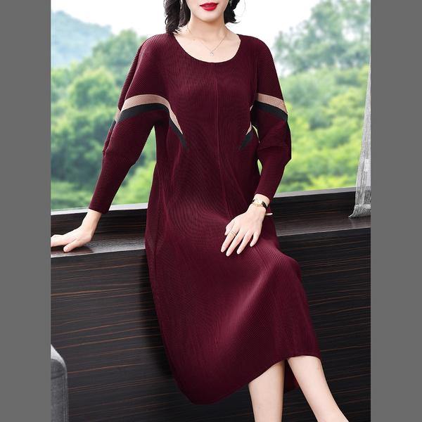 plus size vintage for women casual loose Folds autumn winter dress - Omychic