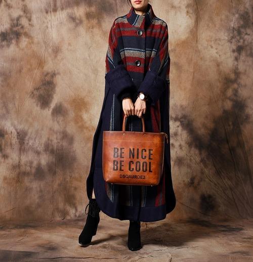 Women Winter Woollen Coat Long Outwear Ladies Retro Striped Patchwork Wool&Blends Overcoat Female Stripes Spliced Coat 2020 - Omychic