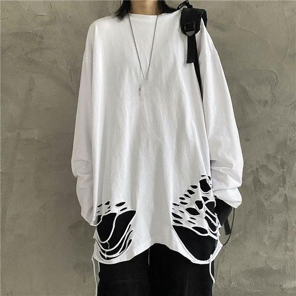 Casual Personality Spring Loose Pullover T Shirt Solid Color Trendy All-match Z - Omychic