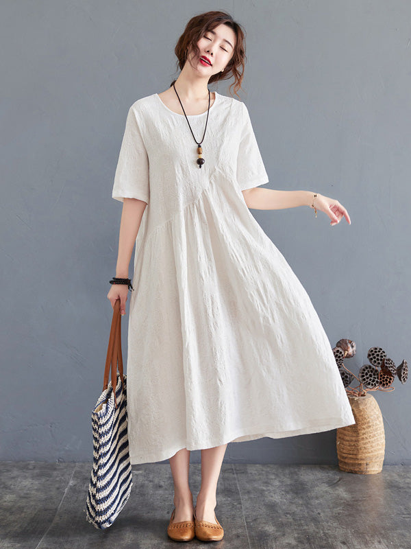 Summer Cotton Blend Solid Color Irregular Dress