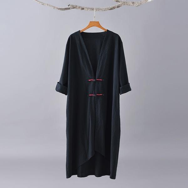 Retro Irregular Solid Color Plus Size Cardigan Coats 2020 New  Women Windswear Coat - Omychic