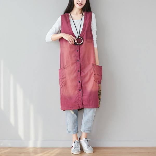 Autumn Fashion Patchwork Floral Print V-neck  Women Vest Coats - Omychic