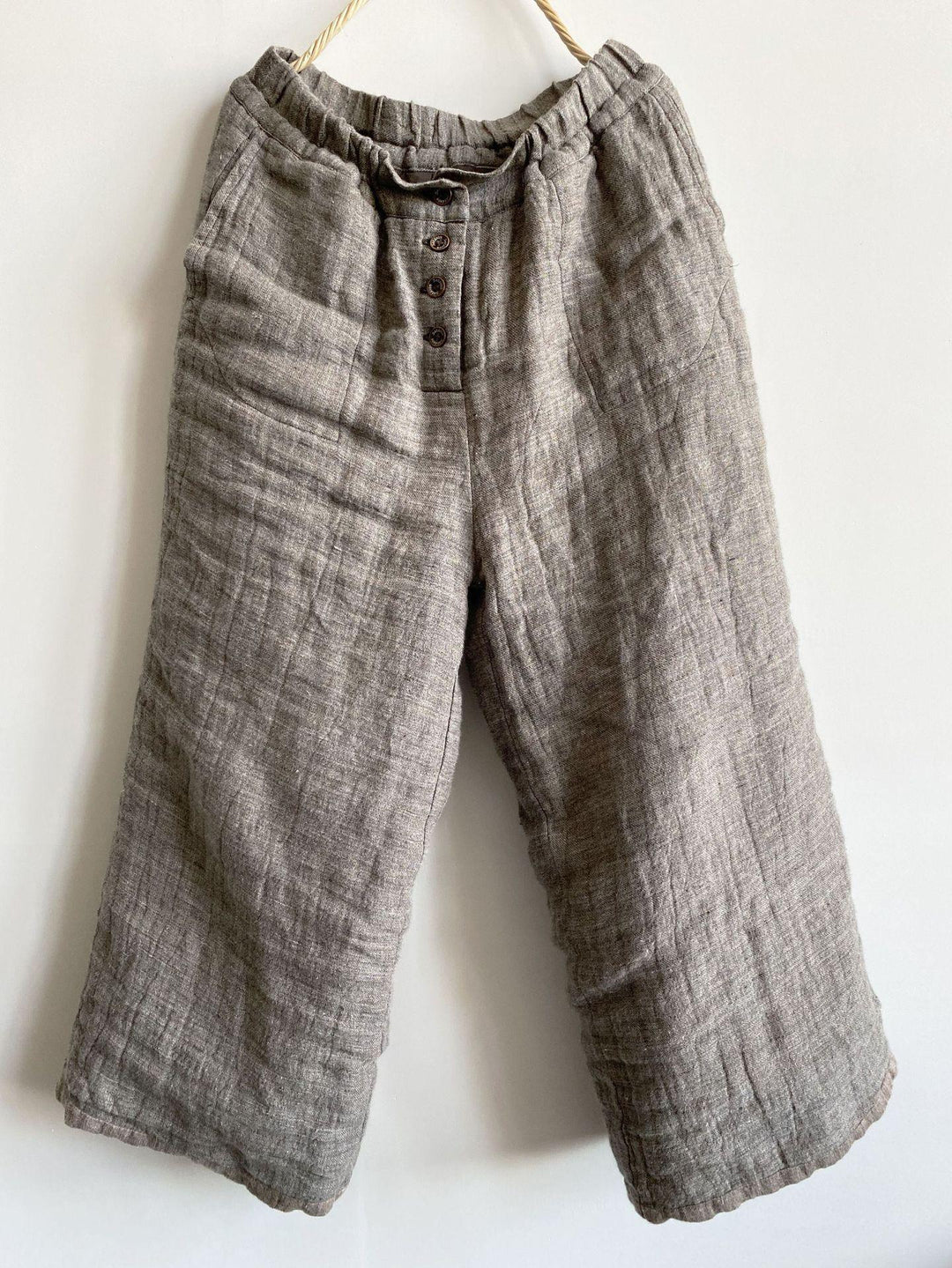 Loose Elastic Waist Vintage Linen Pants Ladies Retro Trousers Female 2020 Flax Solid Color Pants Omychic - Omychic