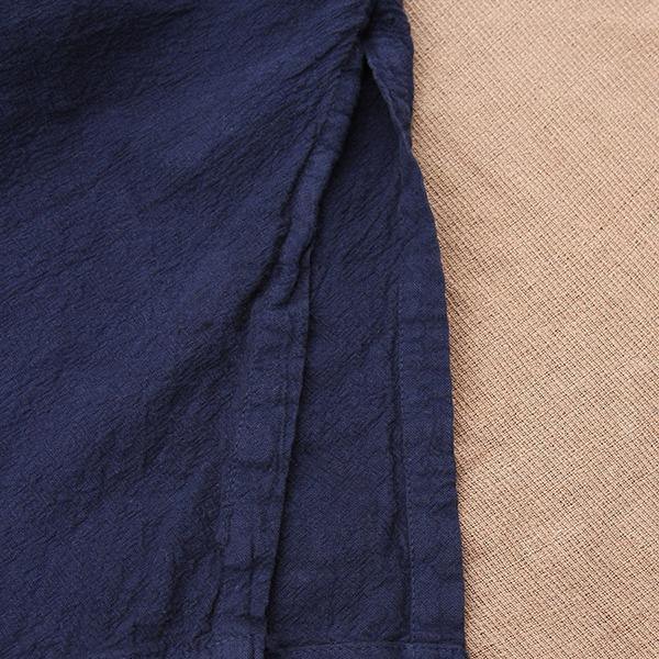 Women Cotton Linen Bandage Trench Coat  V-Neck Vintage Cardigan Irregular Clothes Trench - Omychic