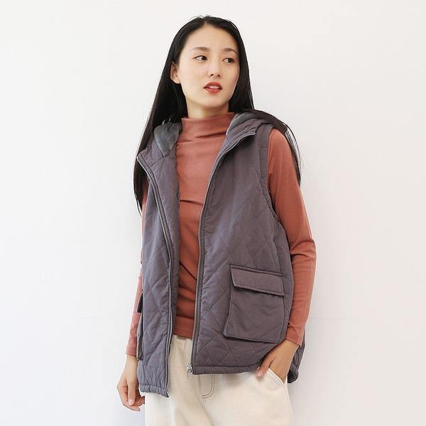 Women 2020 Autumn New Sleeveless Hooded Pockets Chinese Style Women Cloths Loose Vests - Omychic