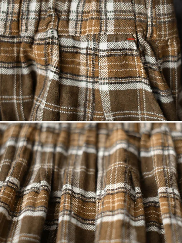Artistic Retro Plaid A-Line Skirt Spring - Omychic