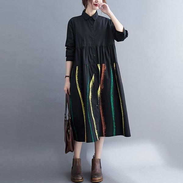 Women Cotton Linen Casual Long  Loose Ladies A-line Dresses - Omychic