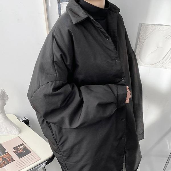 Black Casual Women Winter New Turn down Collar Single Breasted Loose Fashion All-match - Omychic