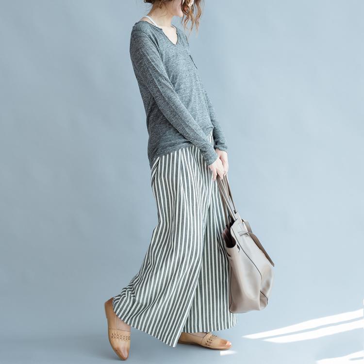 fall 2017 collar open gray linen knit tops casual loose long sleeve sweater - Omychic
