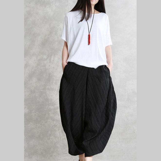 fashion black linen new pockets harem pants - Omychic