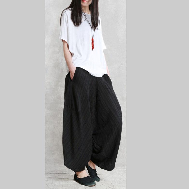 fashion black linen new pockets harem pants - Omychic