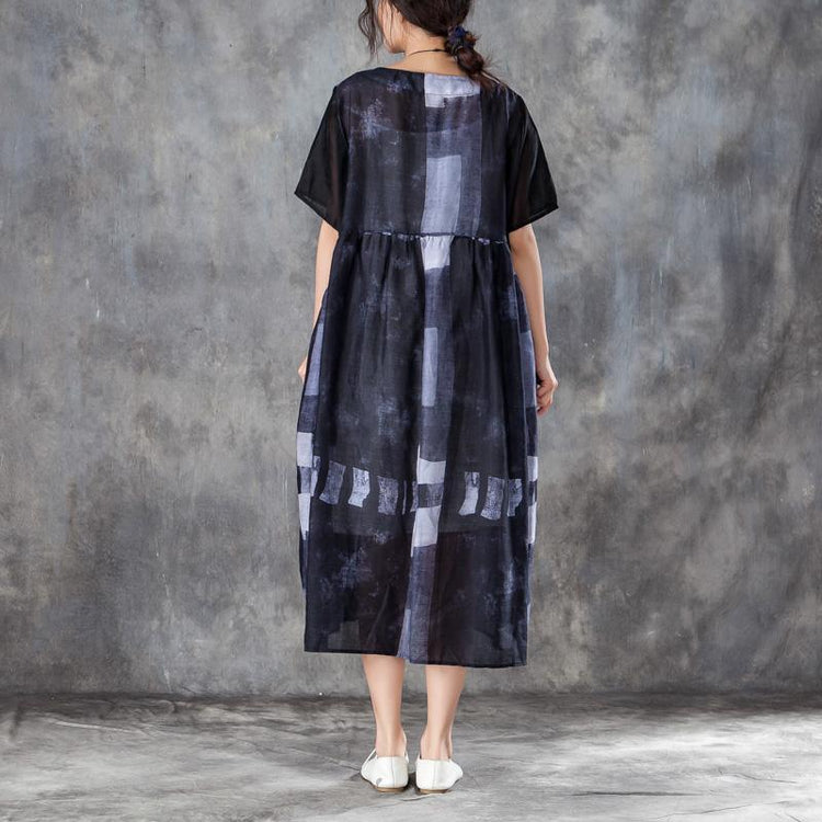 fashion cotton blended caftans stylish Women Splicing Summer Dress Loose Cotton with Pocket - Omychic