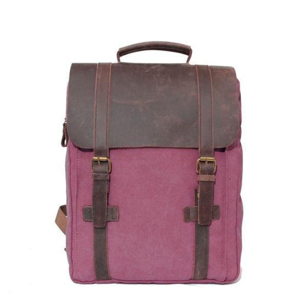 fashion patchwork canvas leather women backpacks - Omychic