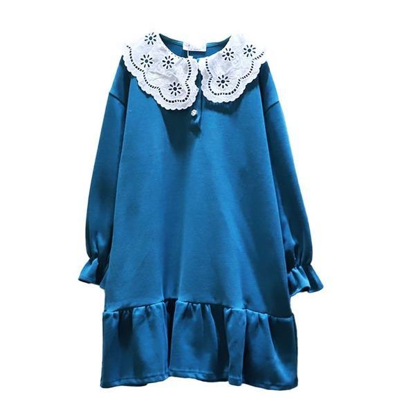 Winter Fashion Elegant Loose Patchwork Pleated Dress Loose Casual Pullover Dress - Omychic