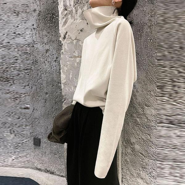 New Women Pullover Small Fresh Turtleneck Small Fresh Casual Style Loose Elegant Tee Top - Omychic