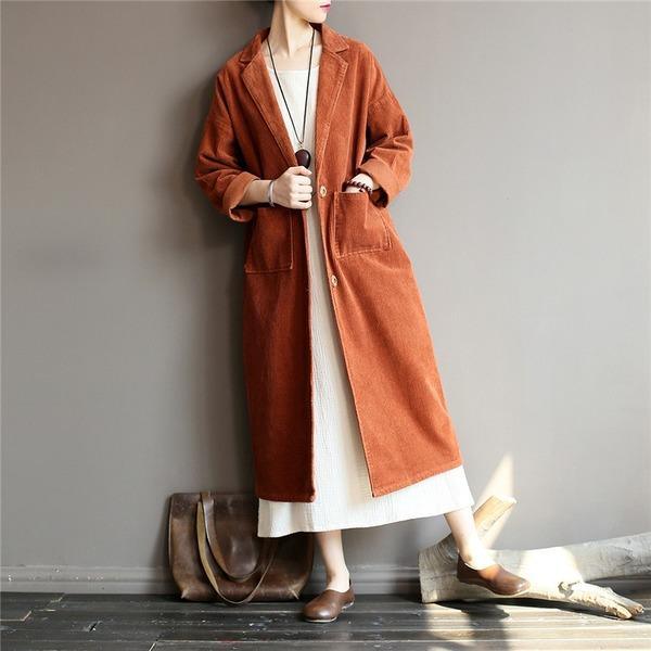 2020 Autumn Winter New Solid Color Long Sleeve Button Pockets Casual Loose Women Trench - Omychic