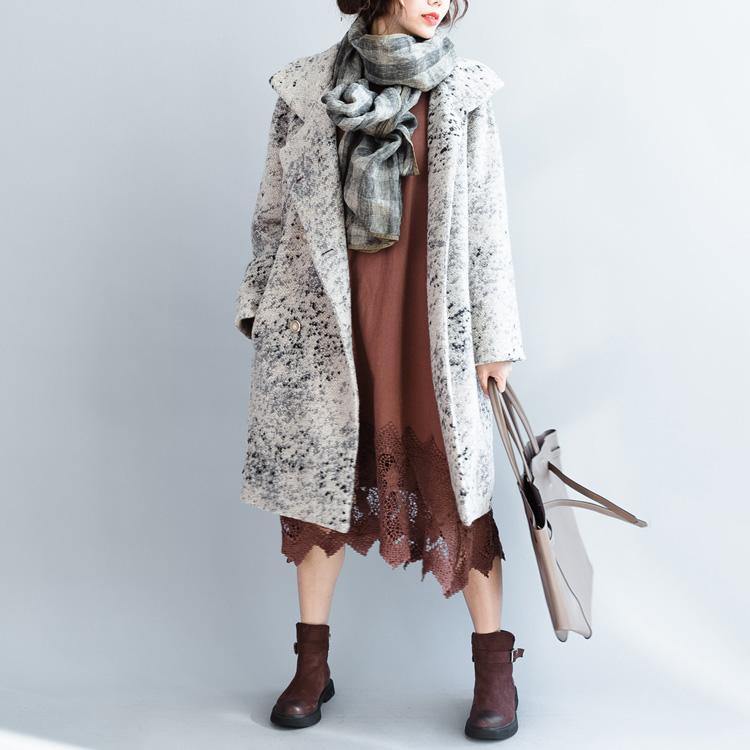gray dotted spring coats oversized woolen jackets Fine coats casual oversized cardigans - Omychic