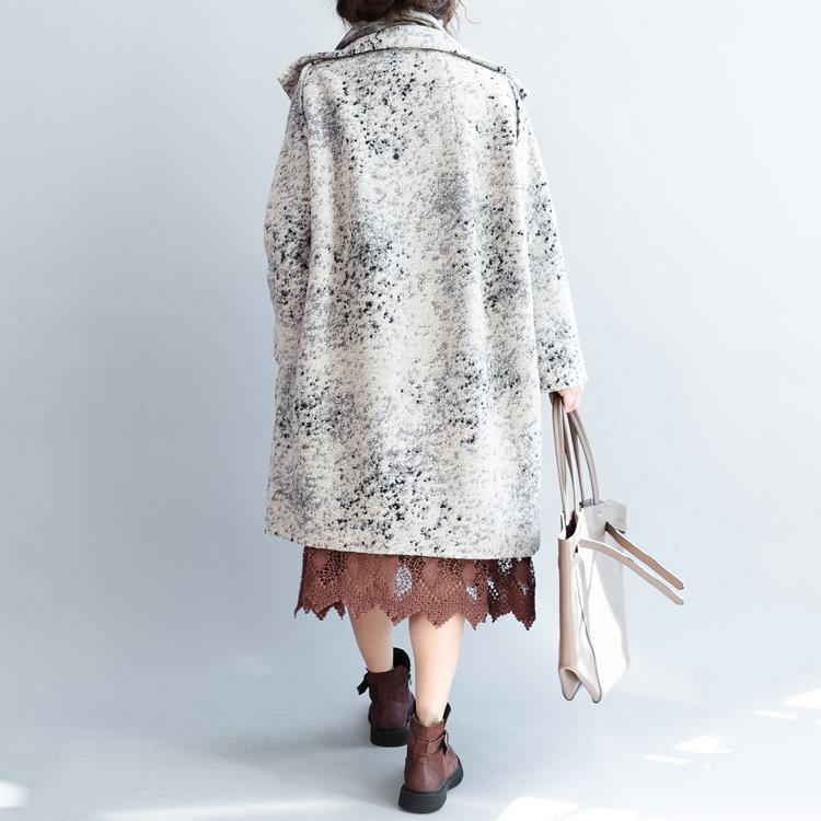 gray dotted spring coats oversized woolen jackets Fine coats casual oversized cardigans - Omychic