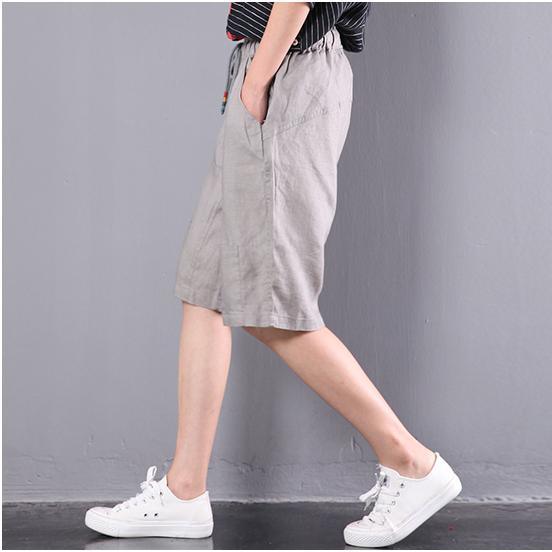 gray embroidery slim hot pants casual loose short - Omychic