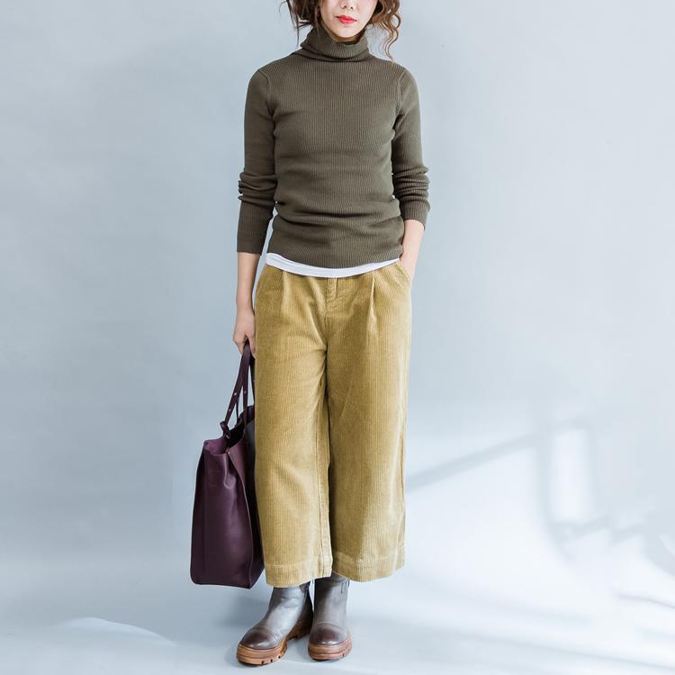 green slim fit sweater fashion casual high neck knit tops - Omychic