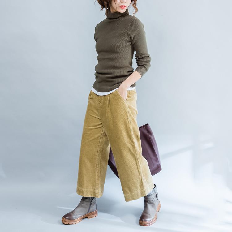 green slim fit sweater fashion casual high neck knit tops - Omychic