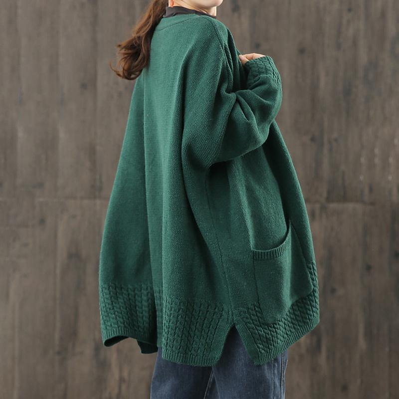 Women Loose Knit V-neck Cotton Cardigan Coat - Omychic