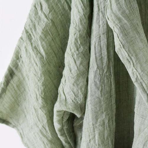 light green linen coat plus size casual blouse bracelet sleeved cardigans - Omychic