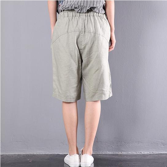 light green stylish pants loose casaul elastic waist shorts - Omychic