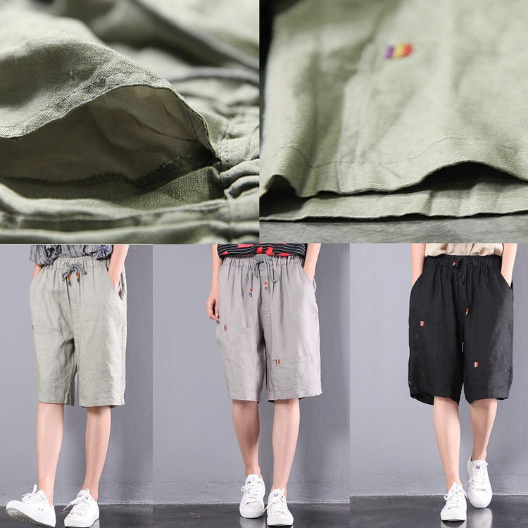 light green stylish pants loose casaul elastic waist shorts - Omychic